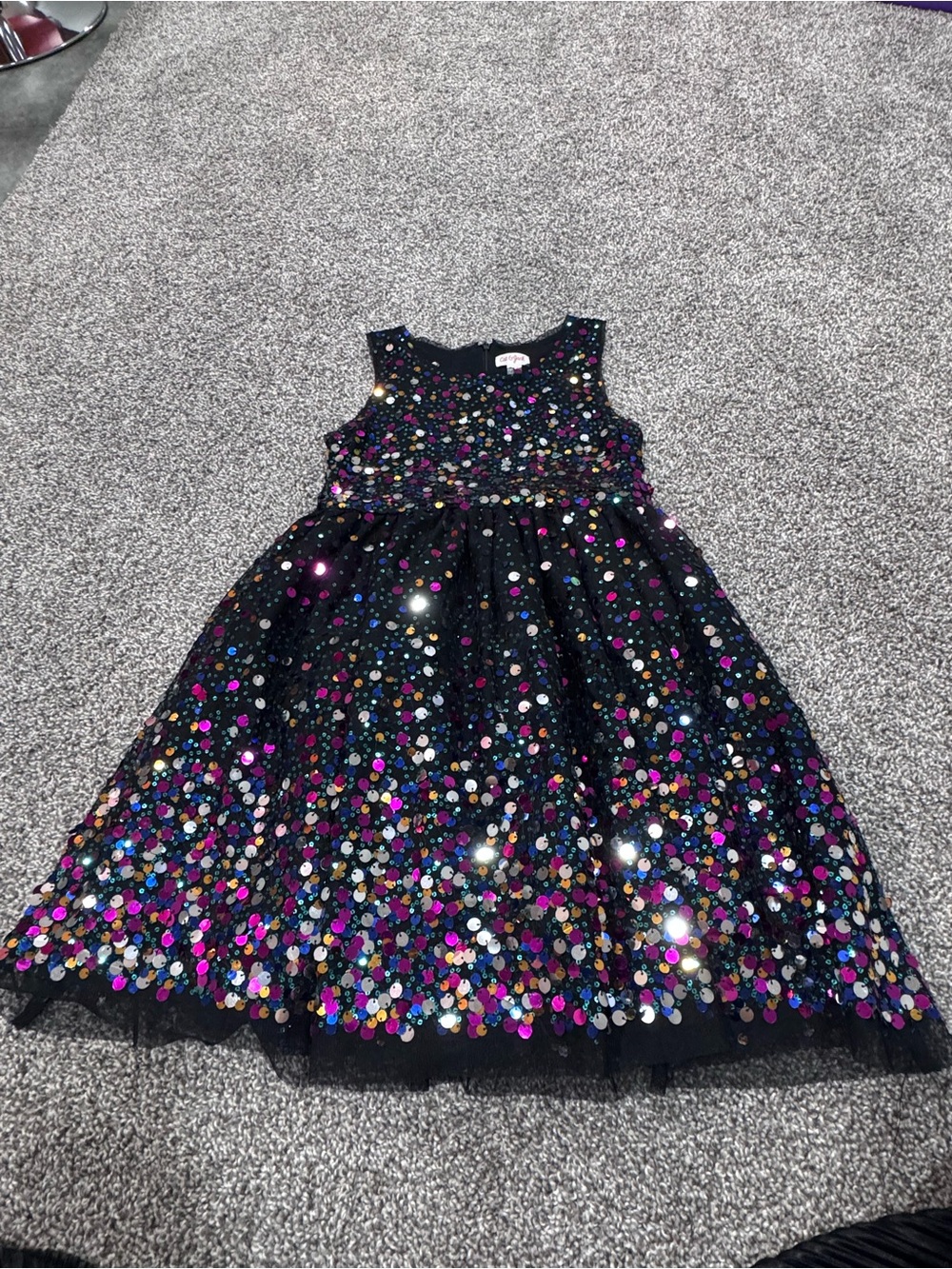 Cat & Jack Black Sequin Multicolor Party Dress